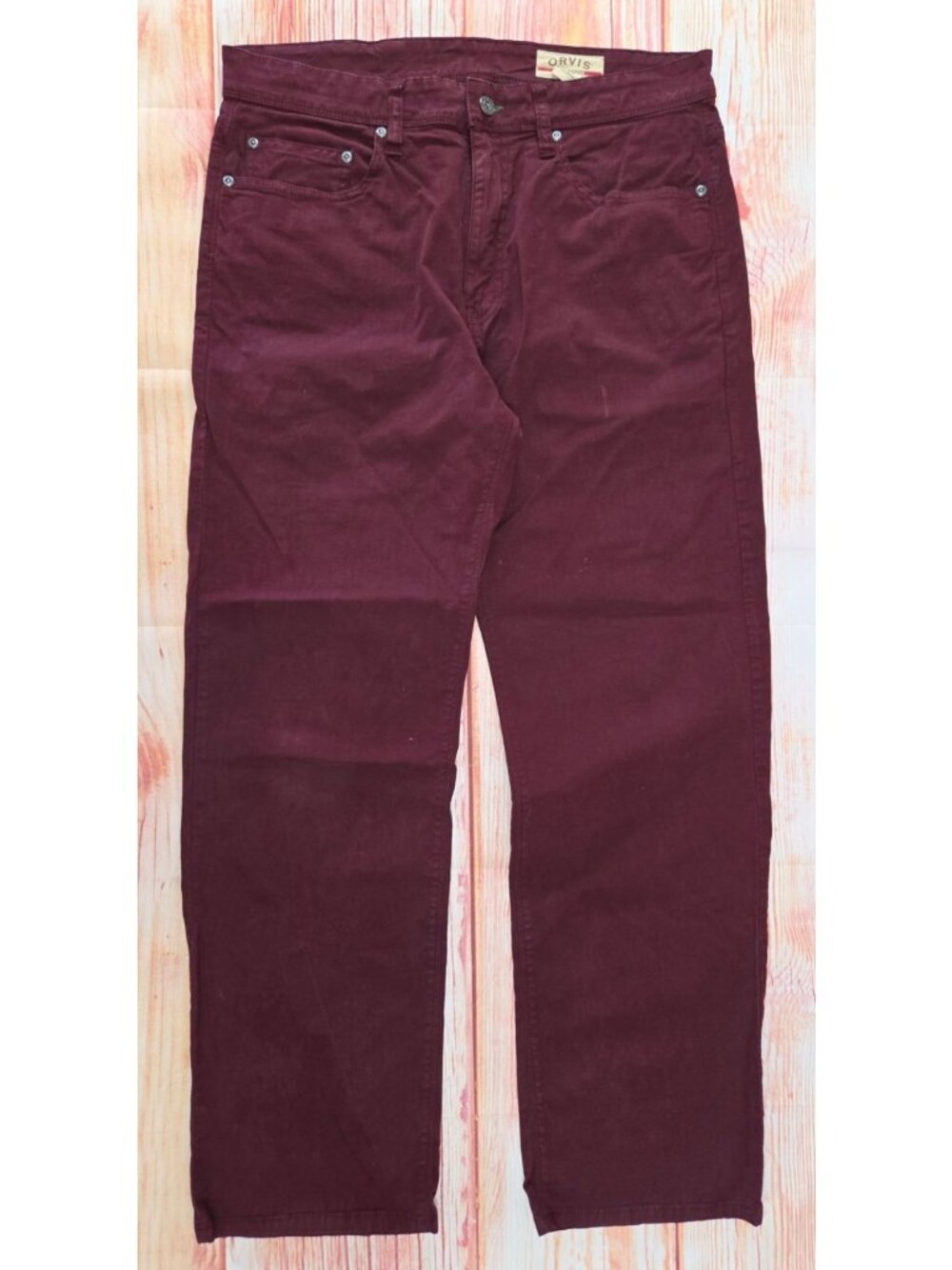 Orvis Mens Burgundy Five-Pocket Stretch Cotton Pants Size 33x30